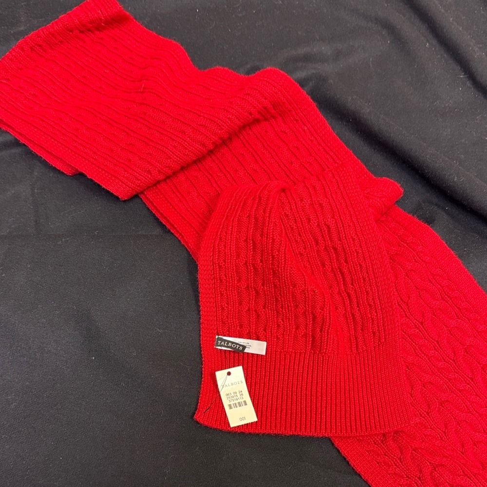 Talbots Red Cable Knit Scarf